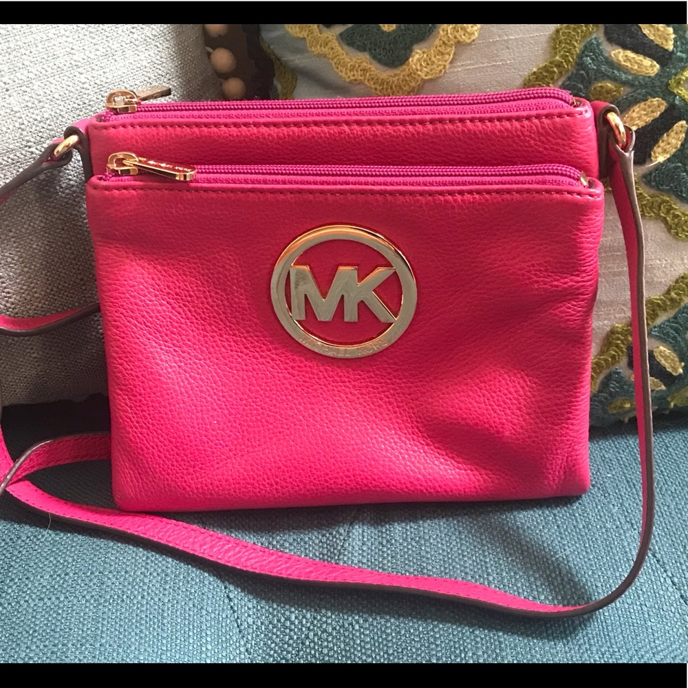 Michael Kors small crossbody wallet purse hot pink